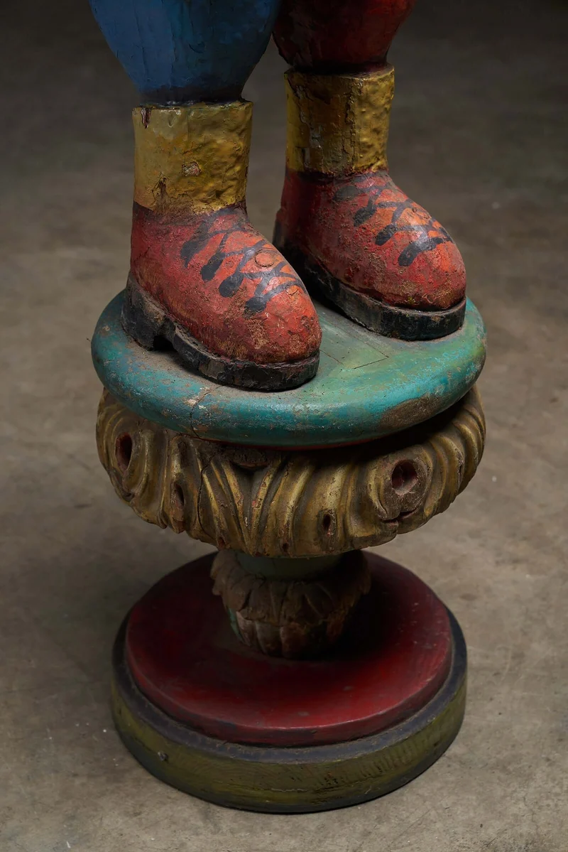 Antique Carved Wood Gnome Carousel Figure