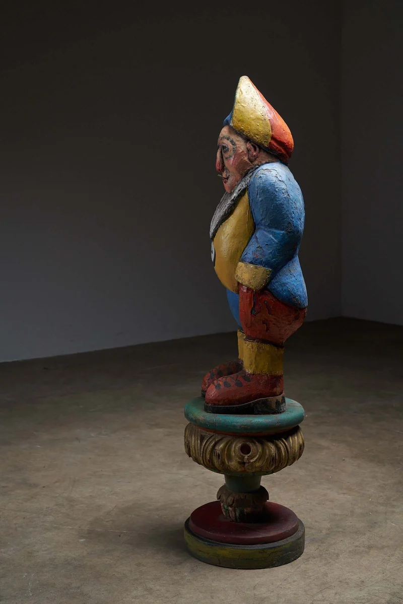 Antique Carved Wood Gnome Carousel Figure