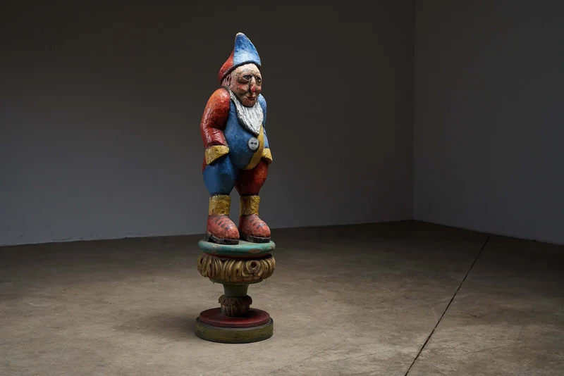 Antique Carved Wood Gnome Carousel Figure