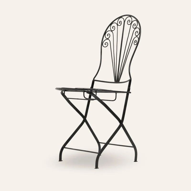 Chaise marocaine pliante noire en fer forgé