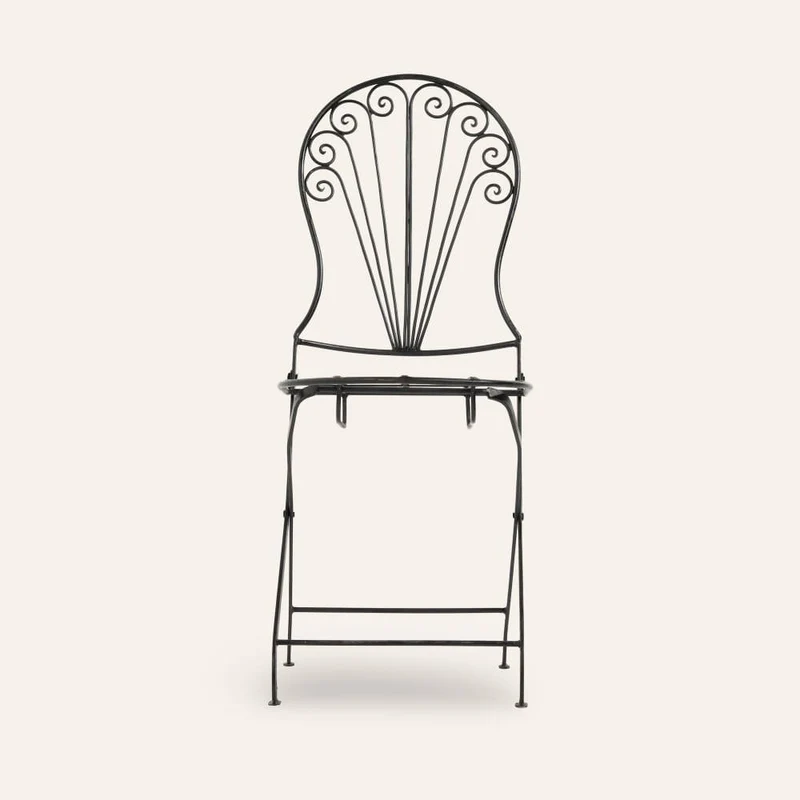 Chaise marocaine pliante noire en fer forgé