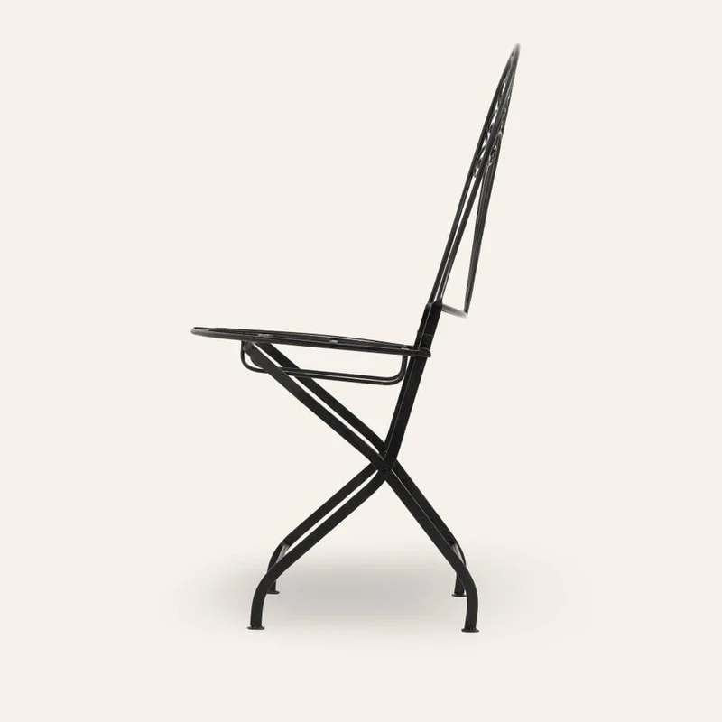 Chaise marocaine pliante noire en fer forgé