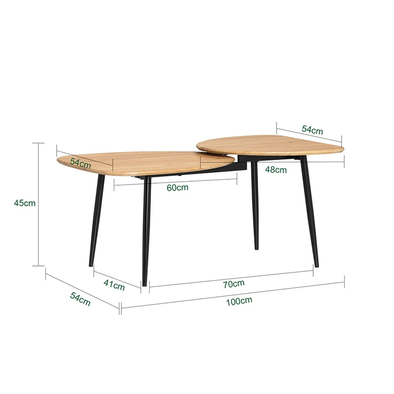 SoBuy FBT127-N Table Basse Table de Salon, Meuble de Salon Design, Structure en métal avec 2 Plateaux