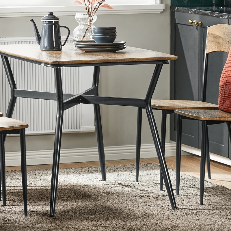 SoBuy OGT49-F Ensemble de Table à manger et 4 Chaises Table de Cuisine Set de 5 Pièces Cadre en Acier Table