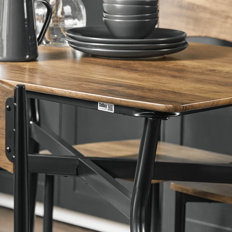 SoBuy OGT49-F Ensemble de Table à manger et 4 Chaises Table de Cuisine Set de 5 Pièces Cadre en Acier Table