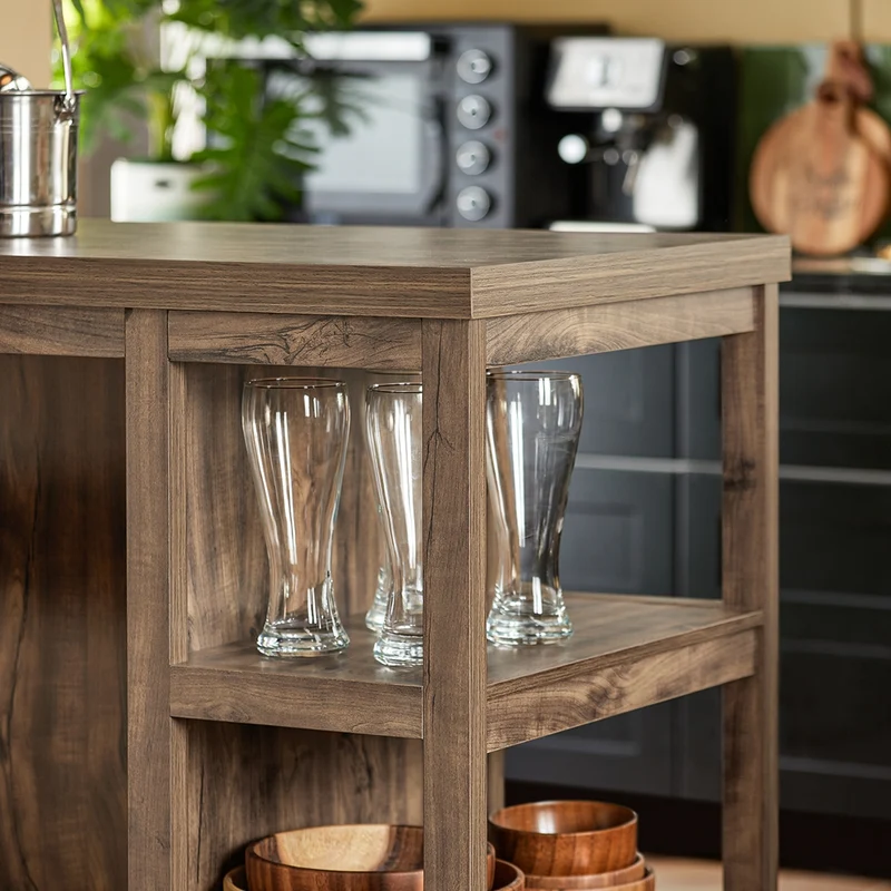 SoBuy SVW20-N îlot Central de Cuisine, Comptoir, Placard, Buffet, Armoire de Cuisine avec Porte-Verres et Porte-Bouteilles