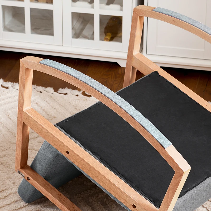 SoBuy FST93-HG Fauteuil à Bascule en Bois de Hêtre, Fauteuil Allaitement, Chaise Berçante avec Accoudoirs, Rocking Chair