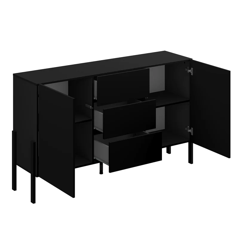 Buffet 2 portes 3 tiroirs Bérénice Noir