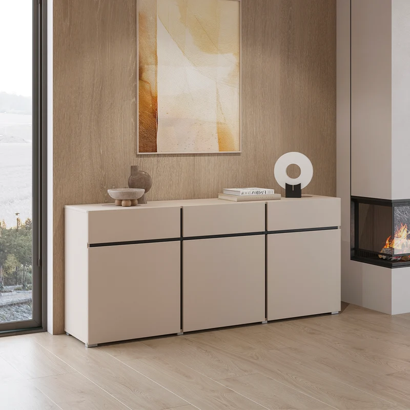 Buffet 3 portes 3 tiroirs Lilia Cachemire