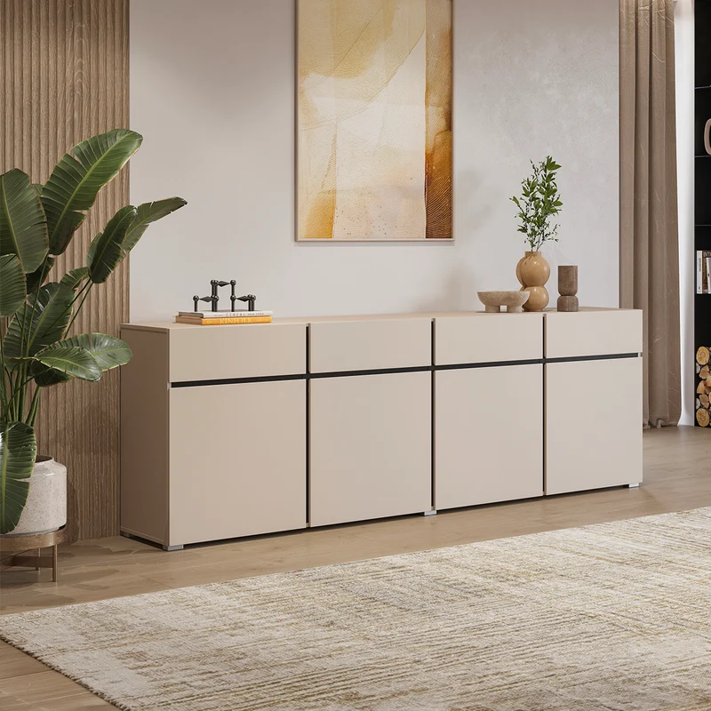 Buffet 4 portes 4 tiroirs Lilia Cachemire