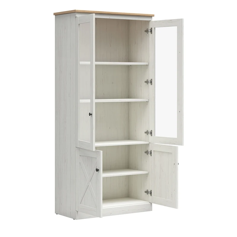 Vaisselier 4 portes Victoria Blanc et Bois
