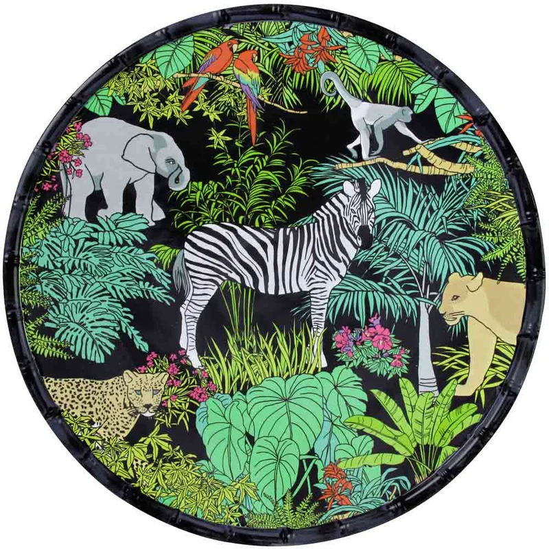 Plat de service rond en mélamine noire - 35,5 cm