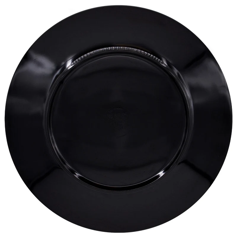 Grande assiette plate en mélamine noire - 28 cm