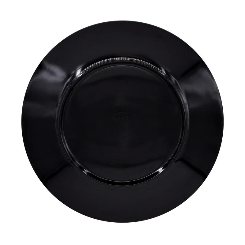 Petite assiette plate à dessert en mélamine noire - 23 cm