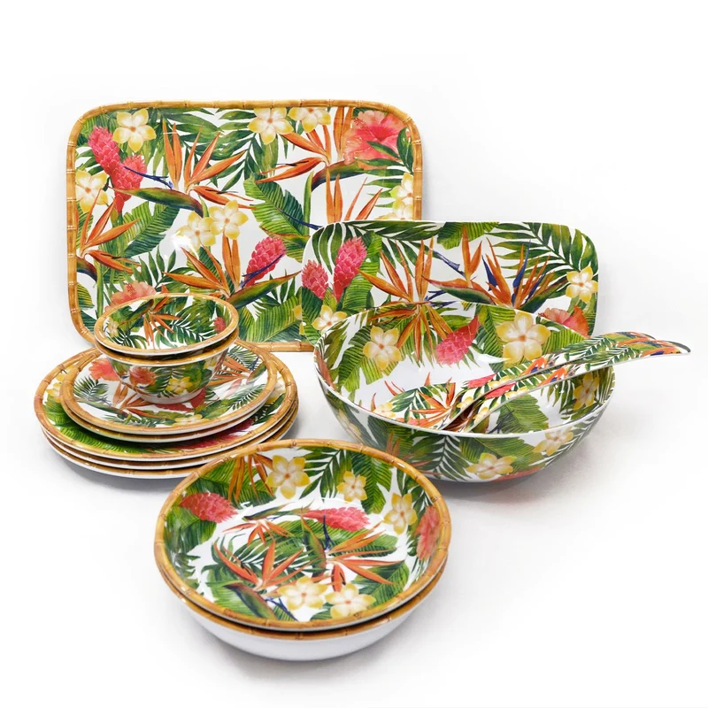 Assiette creuse en mélamine fleurs - 20 cm
