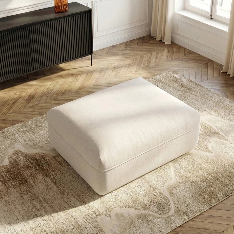 Pouf BOBOCHIC Luigi en tissu lisse beige
