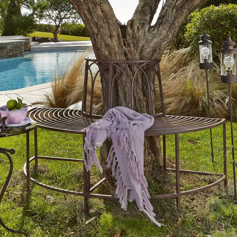 Banc d'arbre Loberon Sherburne en fer forgé marron