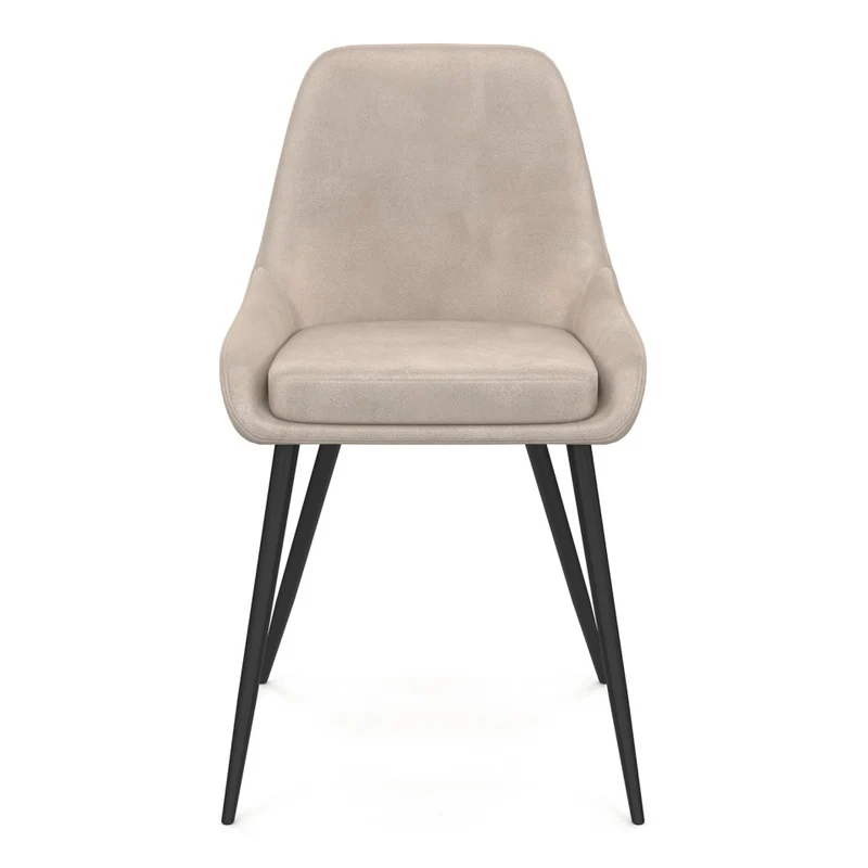 Lot de 2 chaises OLIVIA en velours taupe avec pieds métal Noirs