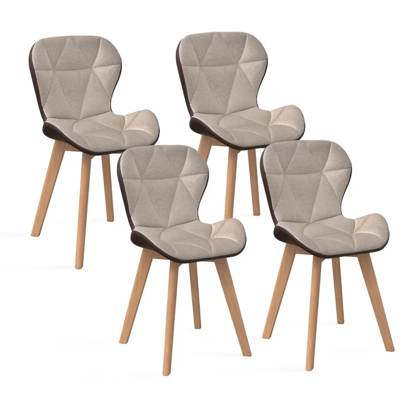 Lot de 4 chaises Gladys taupe et marron