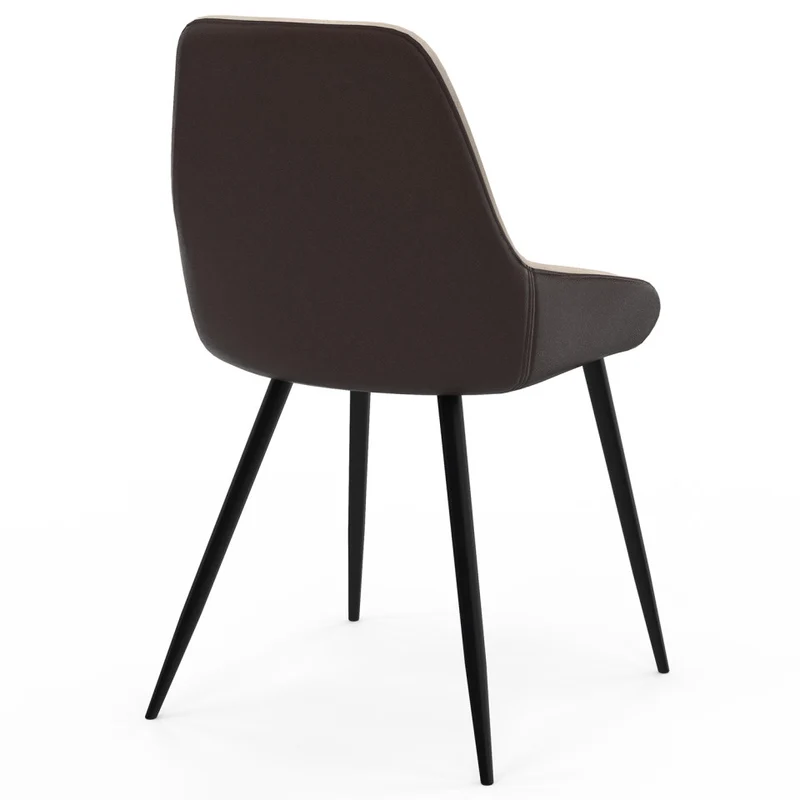 Lot de 6 chaises Ornella bi-matière taupe et marron pieds métal noirs