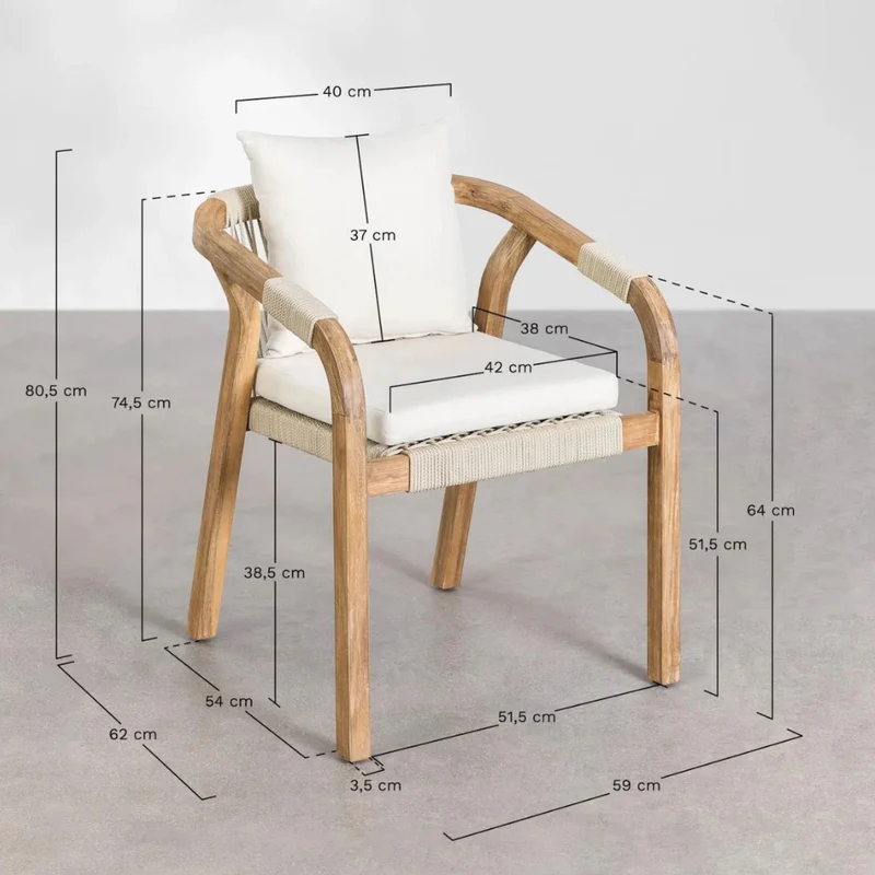 Lot de 2 chaises de jardin SKLUM Dubaï avec accoudoirs en bois d'acacia