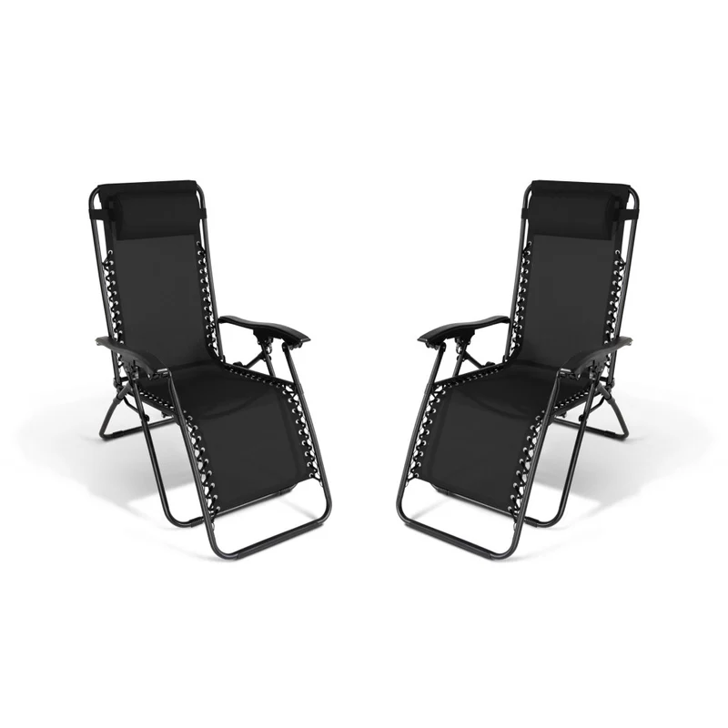 Lot de 2 fauteuils de jardin Relax inclinables noirs