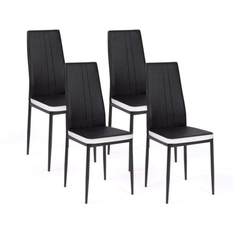 Lot de 4 chaises Jodie Noir/Blanc