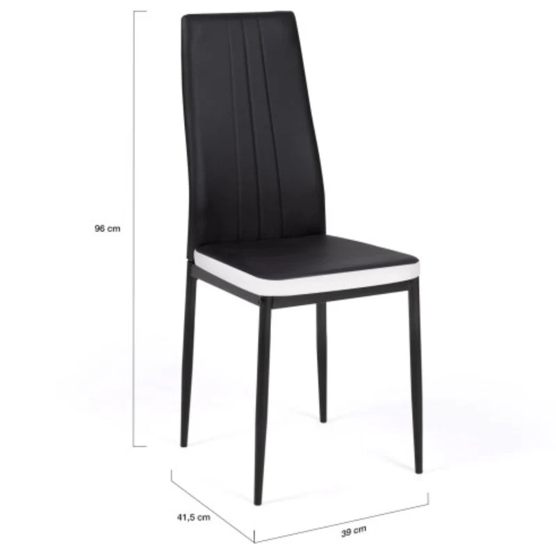 Lot de 4 chaises Jodie Noir/Blanc