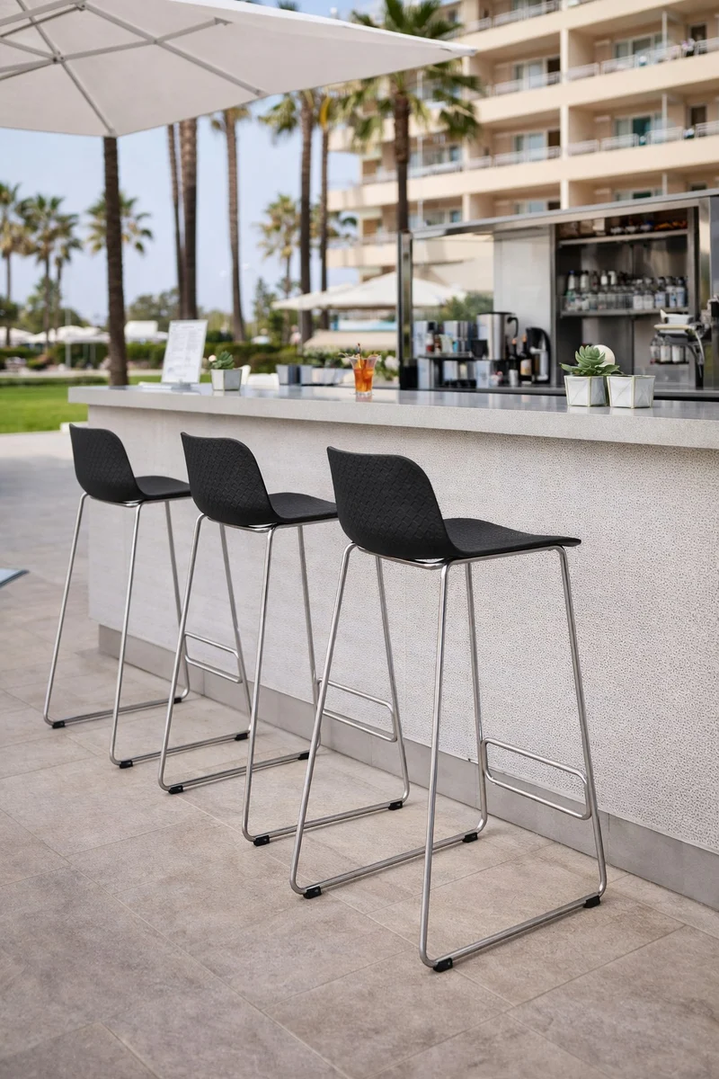 Tabouret haut Pictor - Polypropylène et Piétement Métal