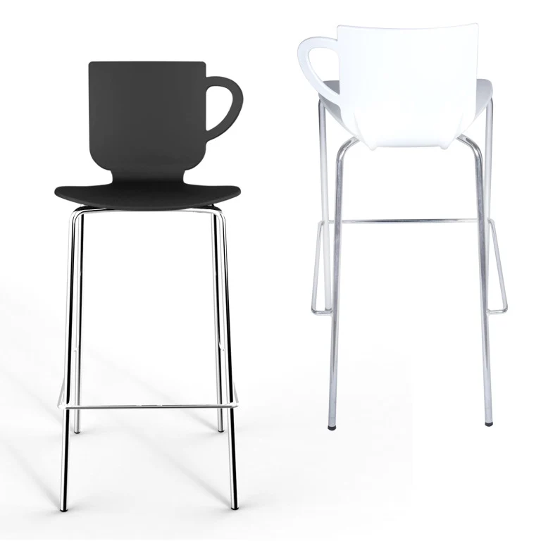 Tabouret Haut Draco - Polypropylène et Piétement Métal