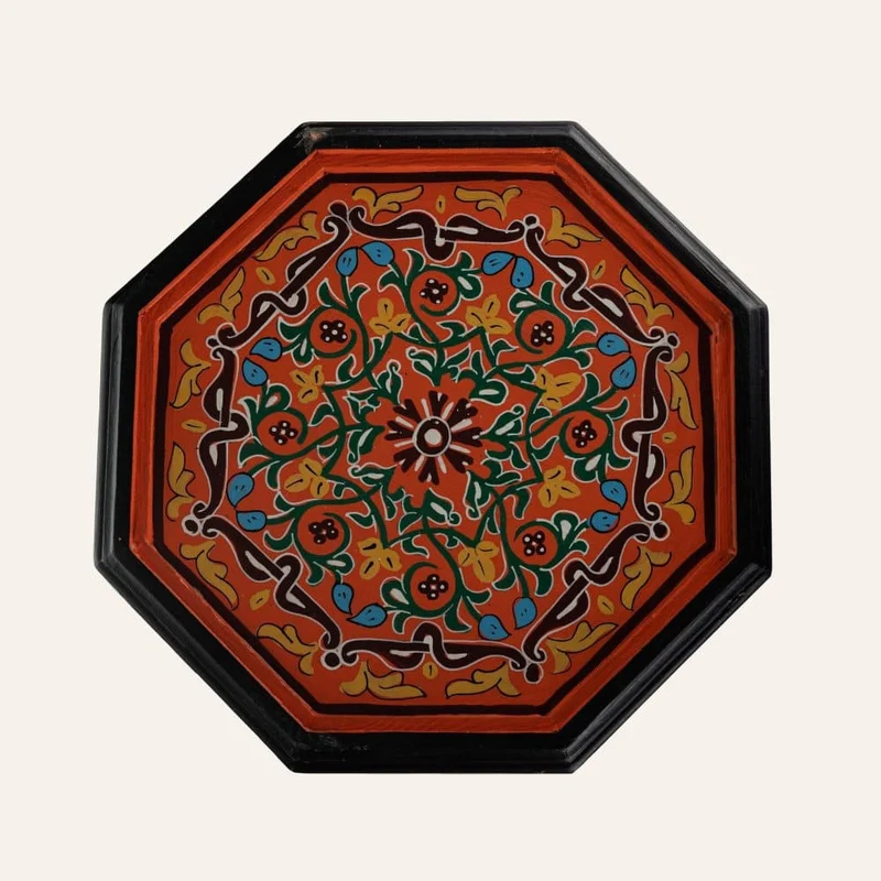 Table marocaine en bois orange peinte à la main