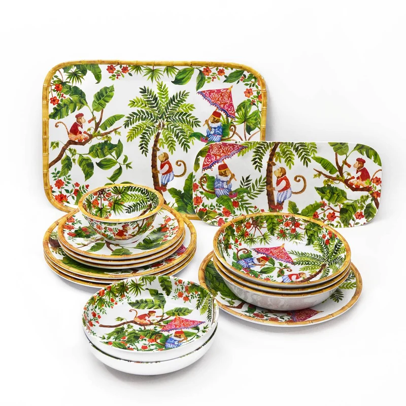 Grande assiette plate en mélamine singes - 28 cm