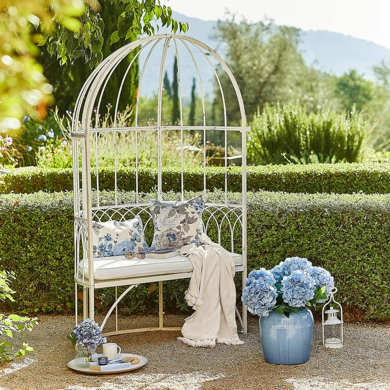 Banc en fer blanc vieilli LOBERON Rivandelle