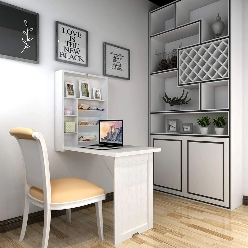 Bureau d'ordinateur multifonction mural pliable