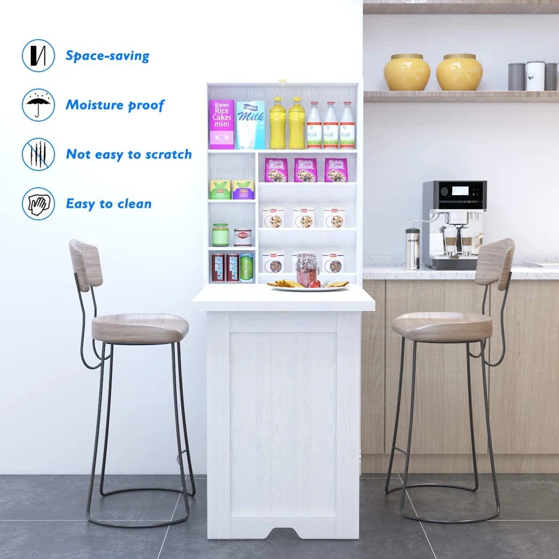 Bureau d'ordinateur multifonction mural pliable