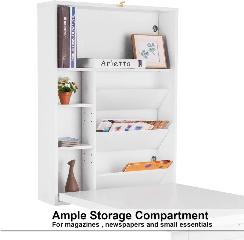 Bureau d'ordinateur multifonction mural pliable
