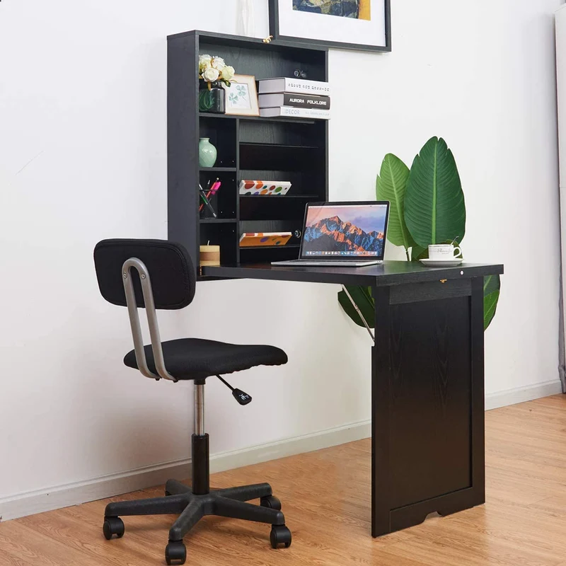 Bureau d'ordinateur multifonction mural pliable