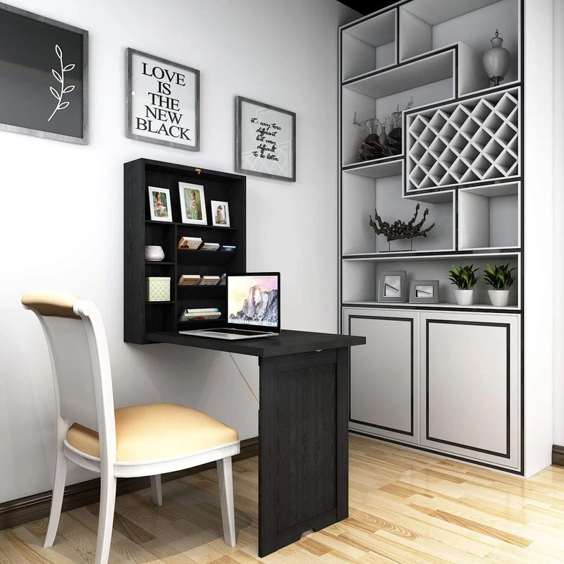 Bureau d'ordinateur multifonction mural pliable