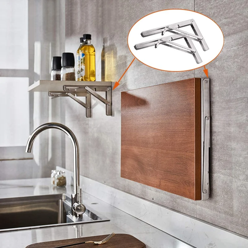 Support pliable en acier inoxydable robuste pour banc de travail mural peu encombrant, lot de 2