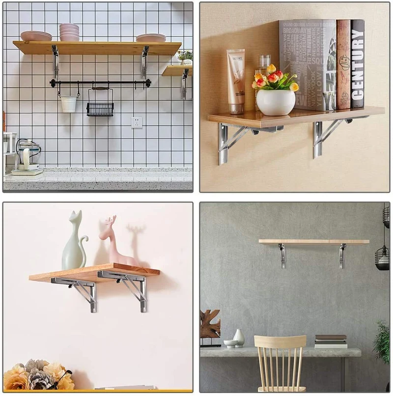 Support pliable en acier inoxydable robuste pour banc de travail mural peu encombrant, lot de 2
