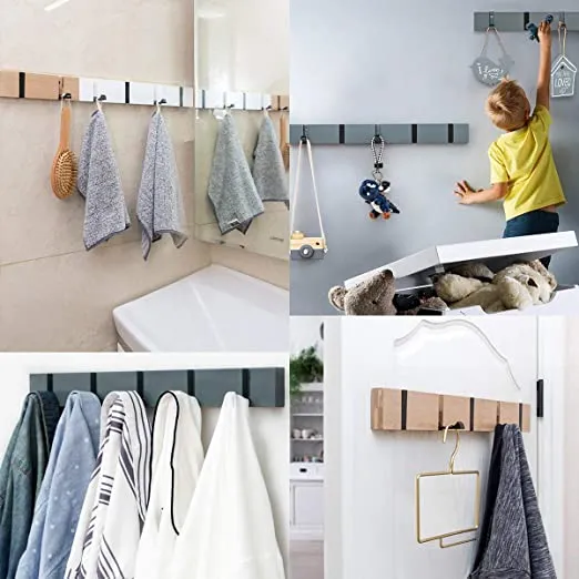 Support mural pliant en bois Porte-manteau flottant mural moderne