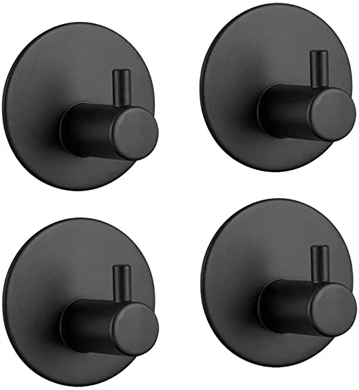 Porte-manteau mural en acier inoxydable autocollant noir