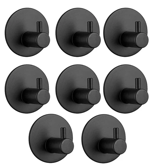 Porte-manteau mural en acier inoxydable autocollant noir
