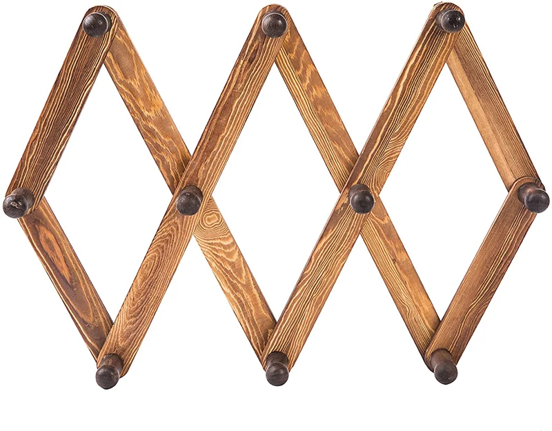 Cintre de porte-manteau accordéon en bois extensible