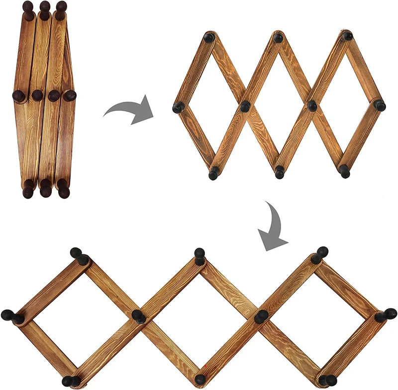 Cintre de porte-manteau accordéon en bois extensible
