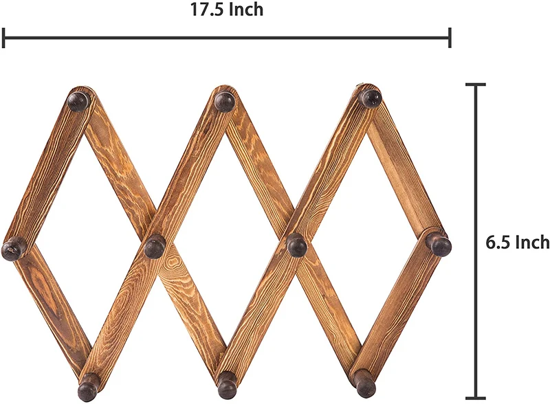 Cintre de porte-manteau accordéon en bois extensible