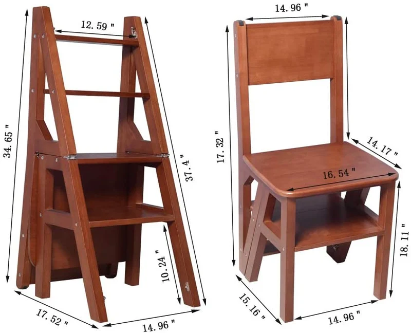 Échelle convertible chaise bibliothèque escabeau de cuisine