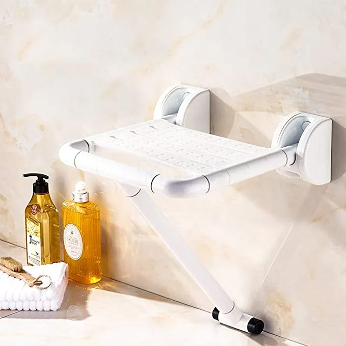 Siège de douche pliant mural en acier inoxydable