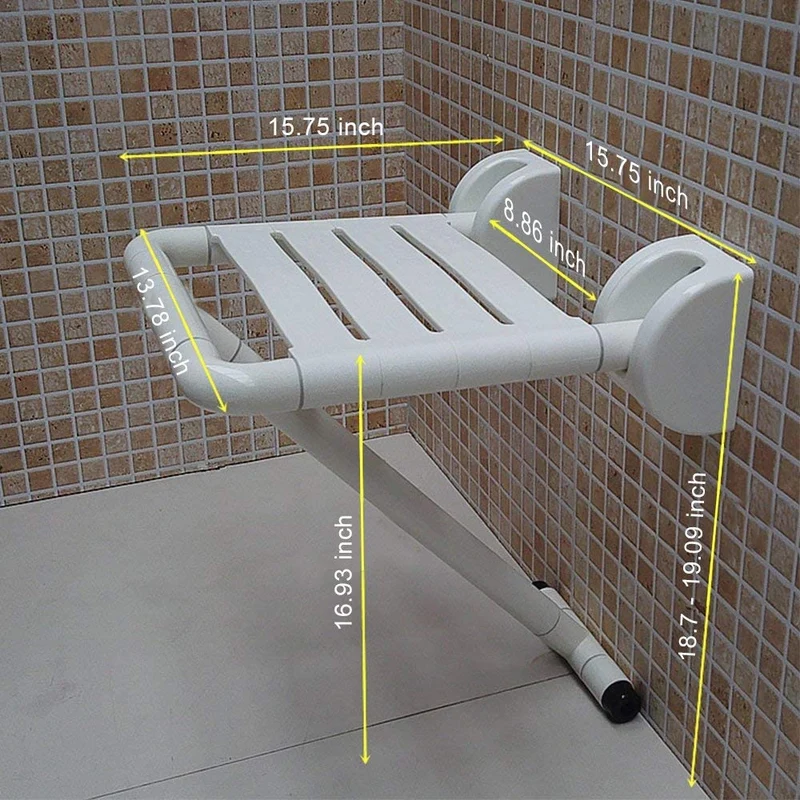 Siège de douche pliant mural en acier inoxydable