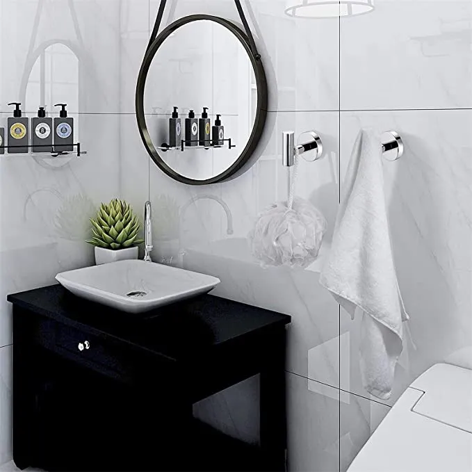 Porte-serviettes Crochet de salle de bain en acier inoxydable Support rond mural